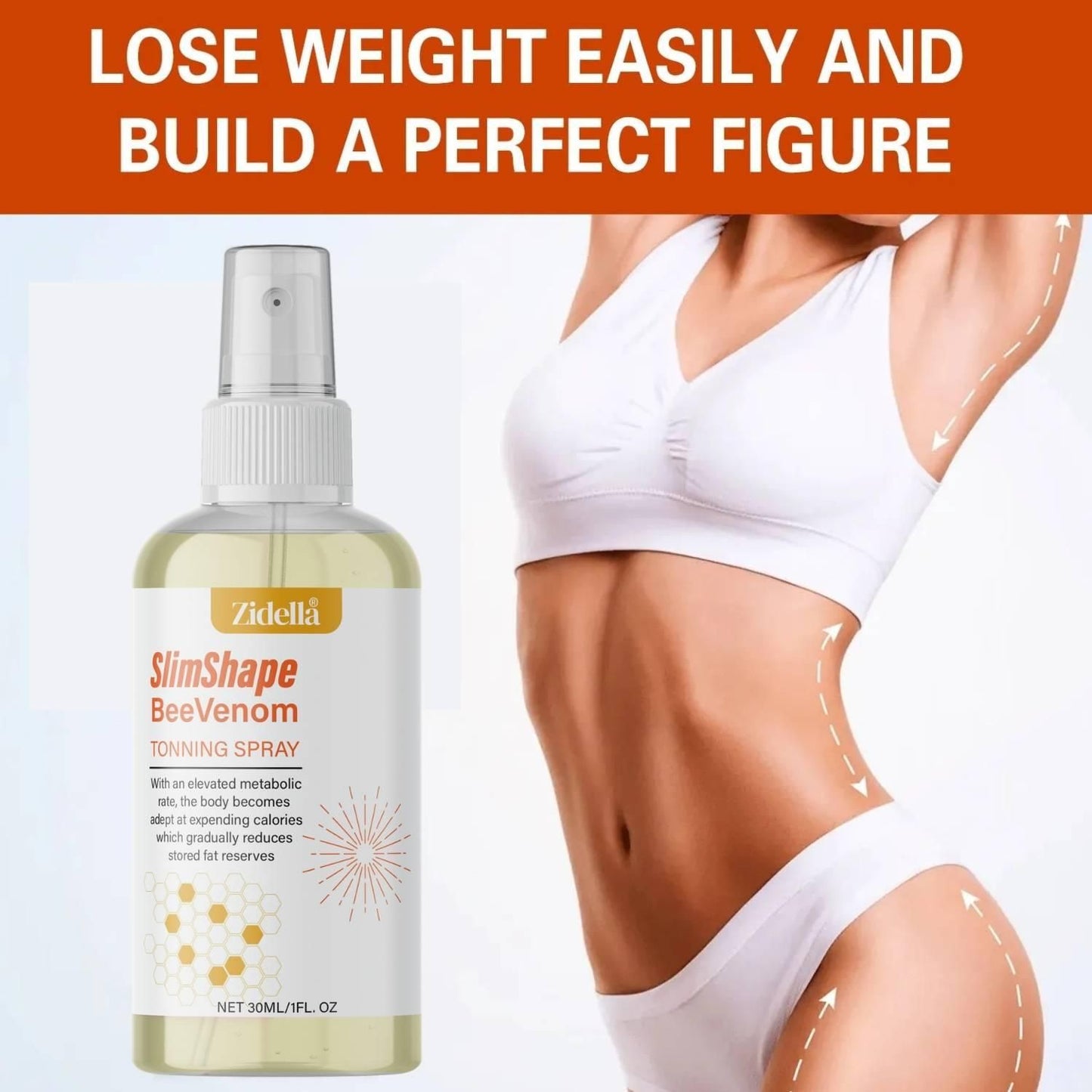 Zidella SlimShape Toning Spray, Tightens and Tones Skin 30ml